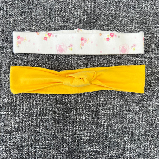 Girls 9-12 Month Yellow & White Floral Print Headbands 2pk