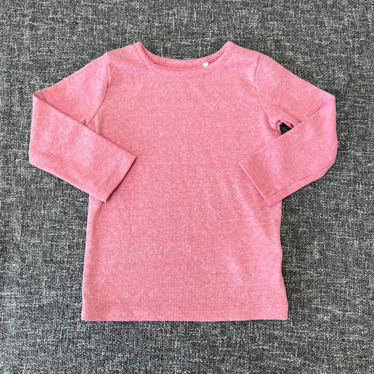 Girls 12-18 Month Mottled Pink Ribbed Long Sleeved Top