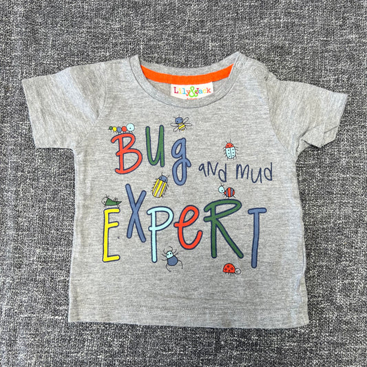 Boys 6-9 Month Grey "Bug & Mud Expert" T-shirt