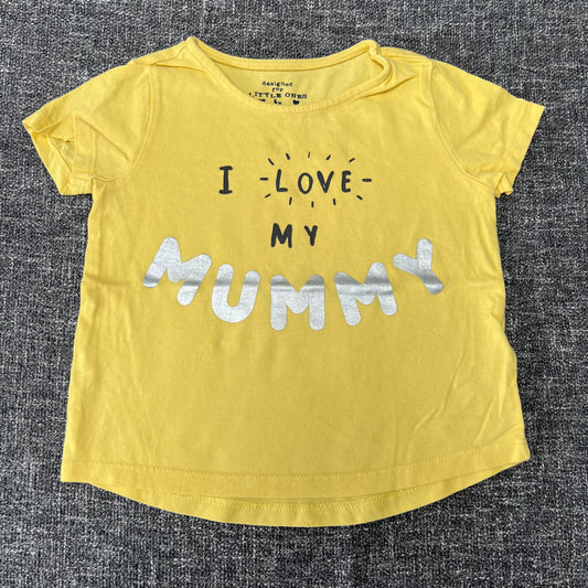 Girls 12-18 Month Yellow "I Love My Mummy" T-shirt