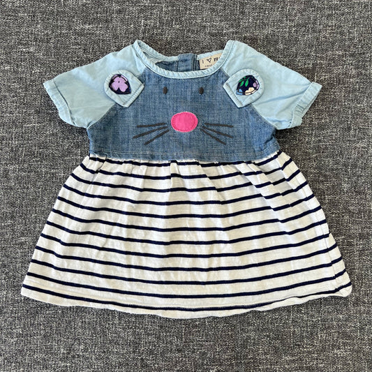 Girls 9-12 Month Blue & White Striped Mouse Summer Top