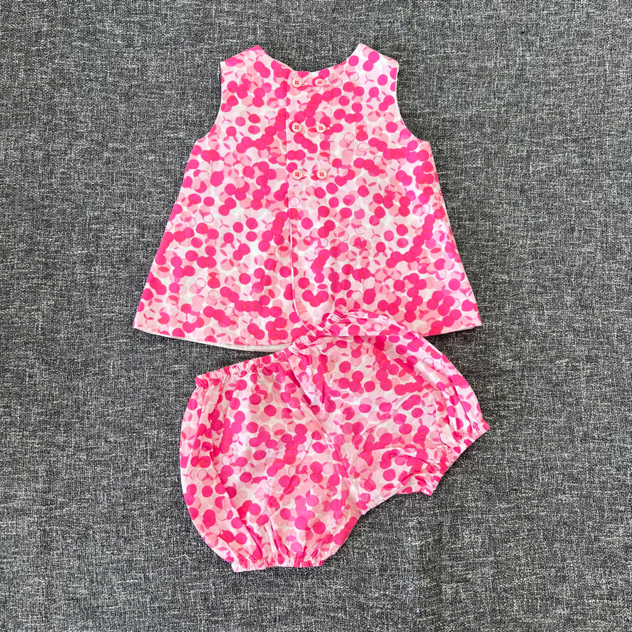 Girls 9-12 Month Pink & White Spotty Print Matching Top & Shorts Outfit