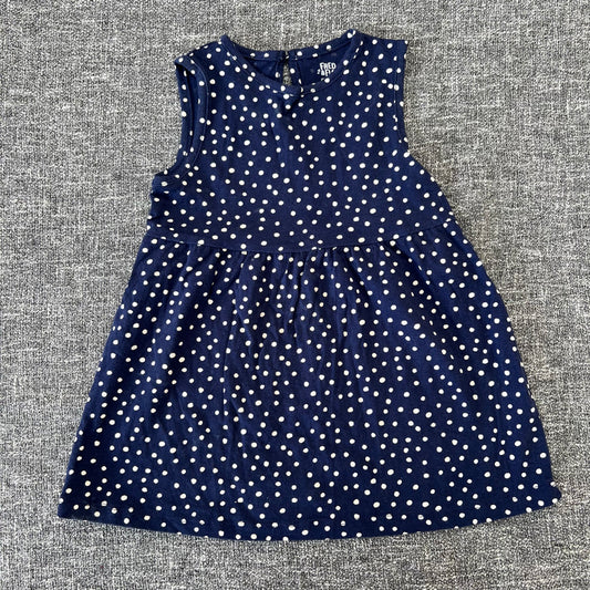 Girls 9-12 Month Navy Blue Sleeveless Jersey Summer Dress With White Spots