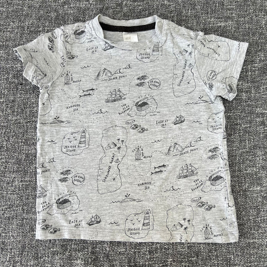 Boys 9-12 Month Grey "Treasure Map" Print T-shirt