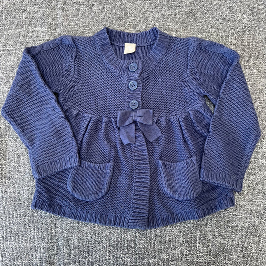 Girls 12-18 MOnth Blue Knitted Cardigan