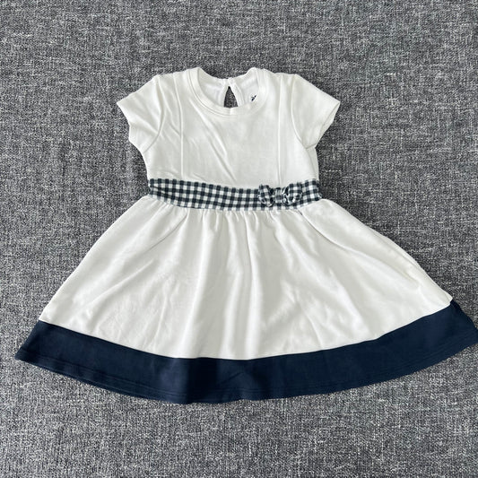 Girls 6-9 Month White & Blue Summer Dress