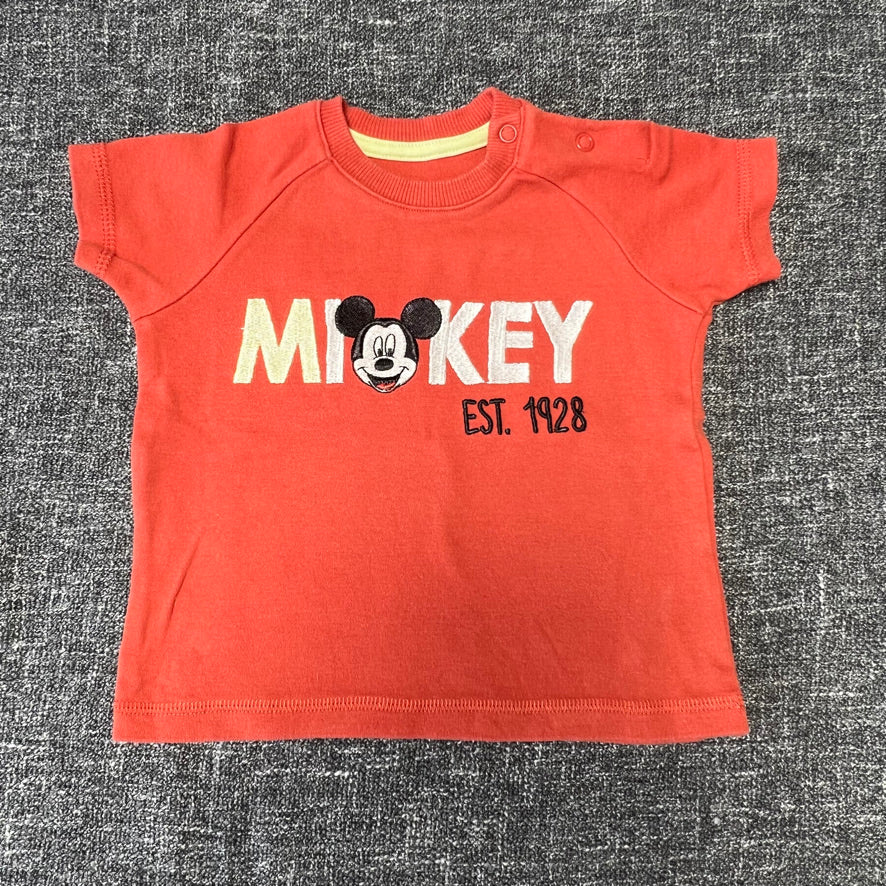 Boys 6-9 Month Orange Disney "Mickey EST 1928" T-shirt