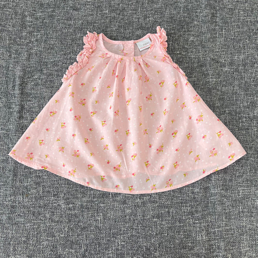 Girls 6-9 Month Pale Pink Light Weight Summer Dress With Floral Pint