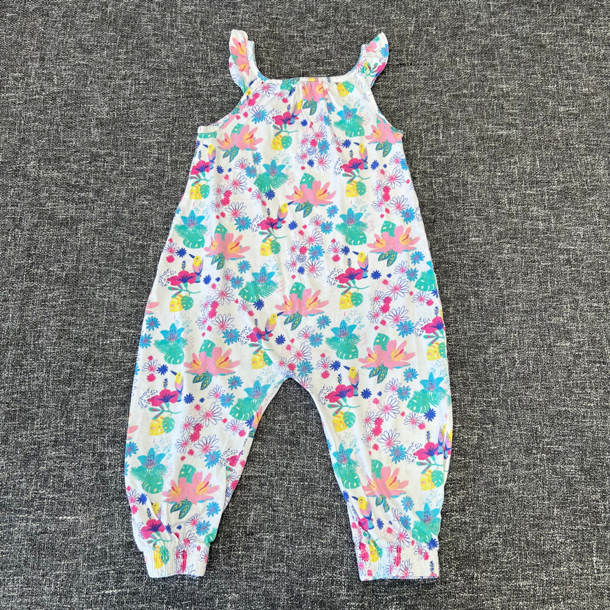 Girls 12-18 Month White Floral Print Summer Romper