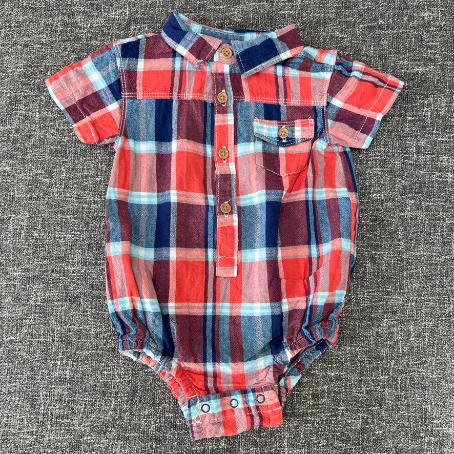 Boys 9-12 Month Red & Blue Short Sleeved Shirt Bodysuit