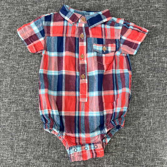 Boys 9-12 Month Red & Blue Short Sleeved Shirt Bodysuit