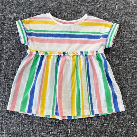 Girls 9-12 Month White With Multi-coloured Striped T-shirt