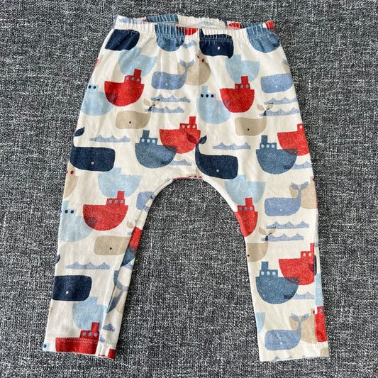 Boys 9-12 Month Beige Leggings With A Boat & Whale Print