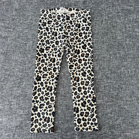 Girls 2-3 Year Beige & Black Leopard Print Leggings (PIP)