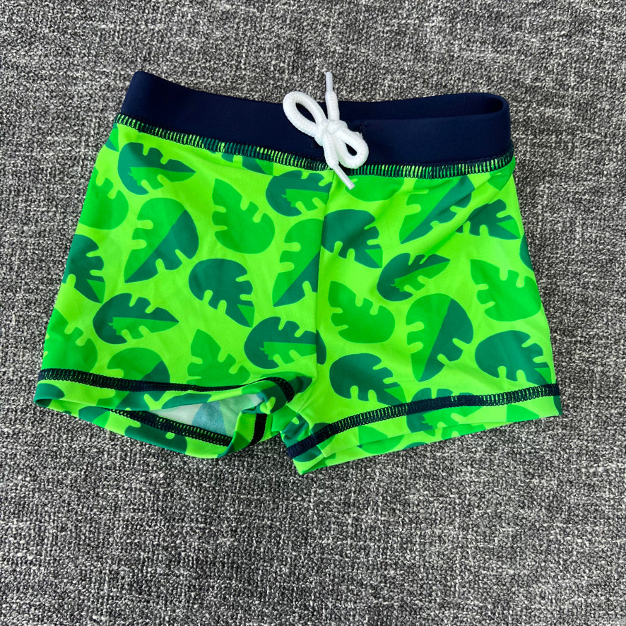 Boys 9-12 Month Green Tropical Leaf Print Swim Shorts