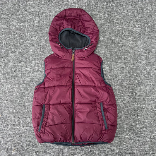 Boys 3-4 Year Burgundy Hooded Gilet