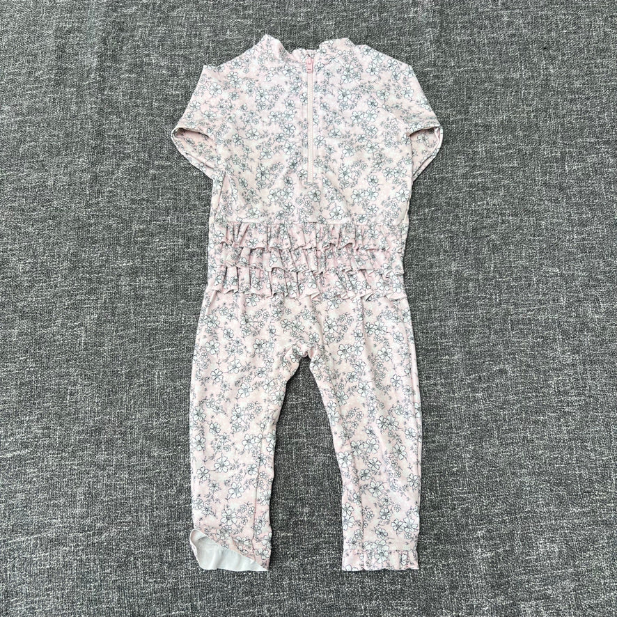 Girls 9-12 Month Pink Floral Print Swim All In One