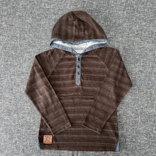 Boys 5-6 Year Brown Striped Hoodie Top