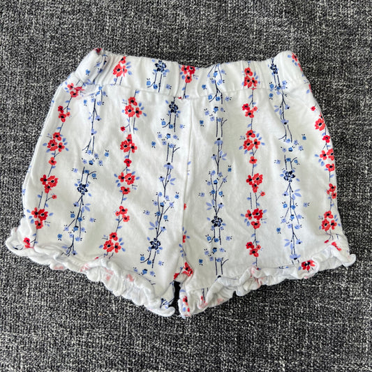 Girls 6-9 Month White Shorts With Orange & Blue Floral Print