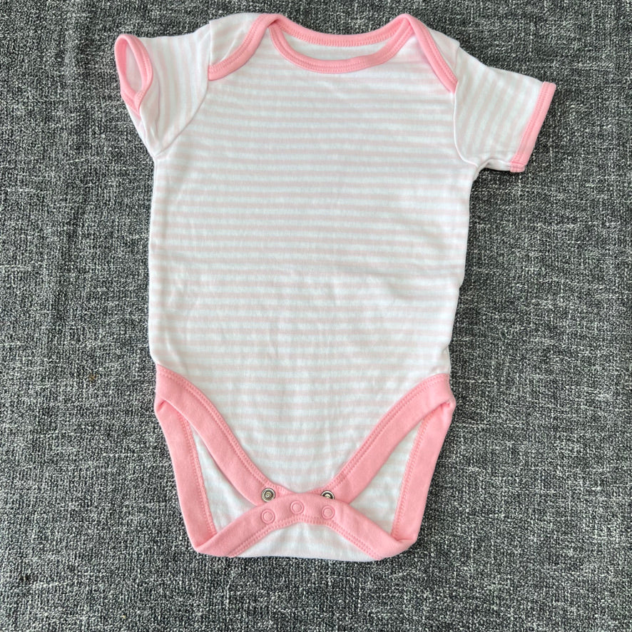 Girls 6-9 Month Pink & White Striped Short Sleeved Bodysuit