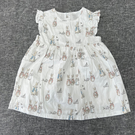 Girls 9-12 Month White "Peter Rabbit" Print Summer Dress