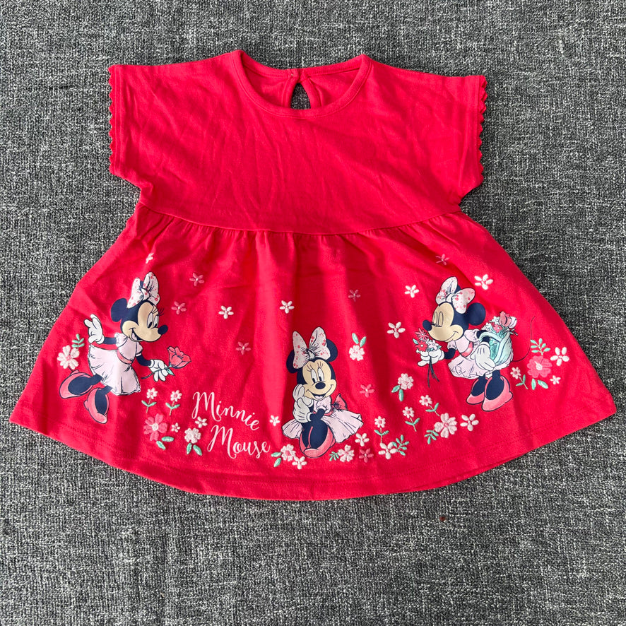 Girls 9-12 Month Red "Minnie Mouse" Jersey Summer Dress