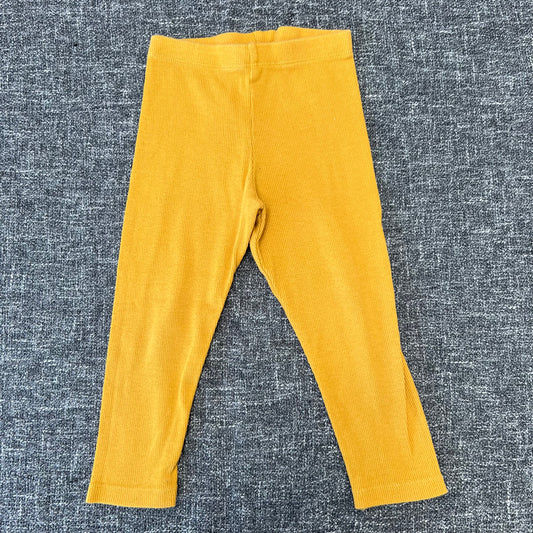 GIrls 12-18 Month Yellow Ribbed Leggings