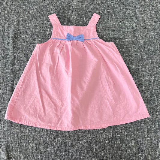 Girls 6-9 Month Pink Sun Dress With Blue Bow