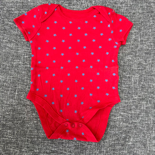 boys 9-12 Month Red Short Sleeved Bodysuit With Blue Star Print