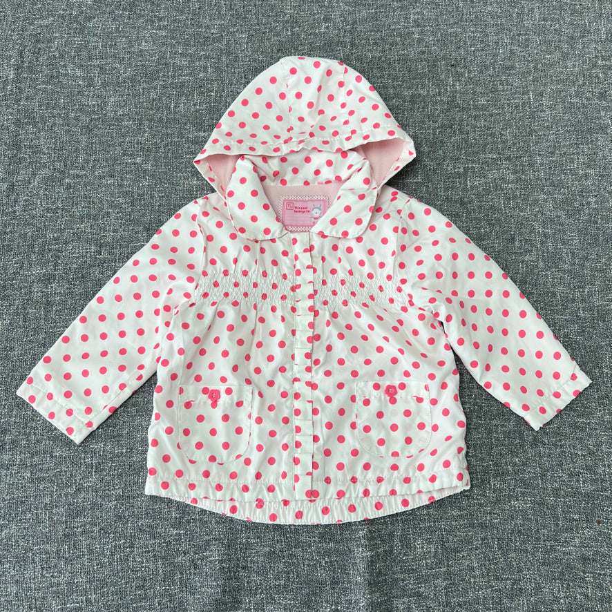 Girls 12-18 Month White With Pink Spots Light Weight Jacket