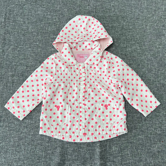 Girls 12-18 Month White With Pink Spots Light Weight Jacket