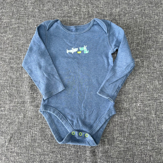 Boys 18-24 Month Blue Long Sleeved Bodysuit With Dog Motif