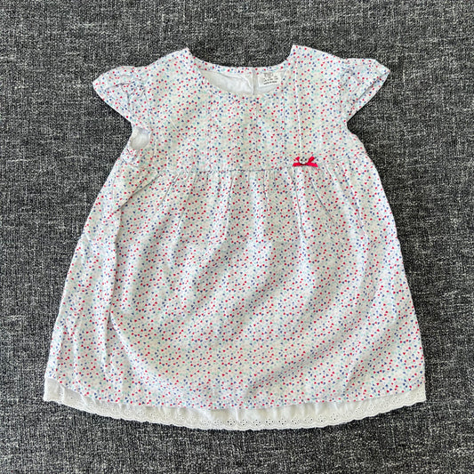 Girls 9-12 Month White Summer Dress With Triangular Print Pattern