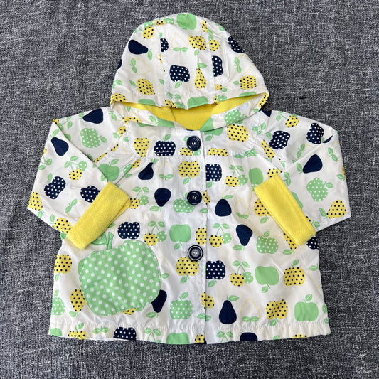 Girls 9-12 Month Yellow, Blue, White & Green Apple Print Jacket