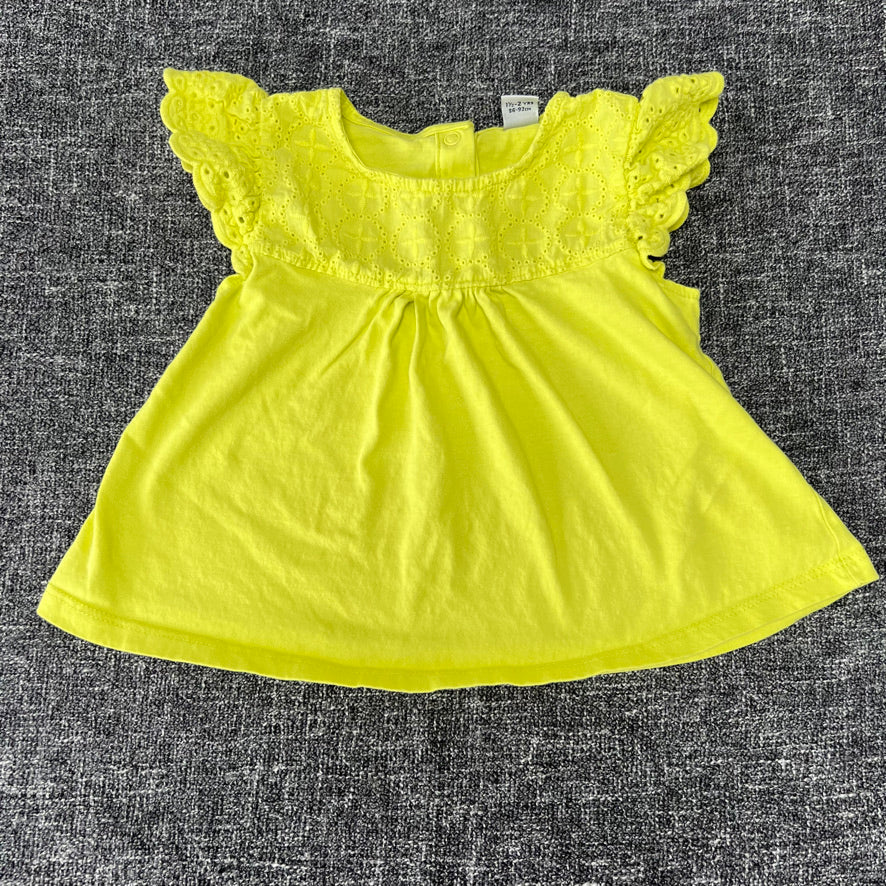 Girls 18-24 Month Plain Fluorescent Yellow T-shirt (PIP)