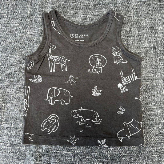 Boys 6-9 Month Grey Animal Print Vest Top T-shirt