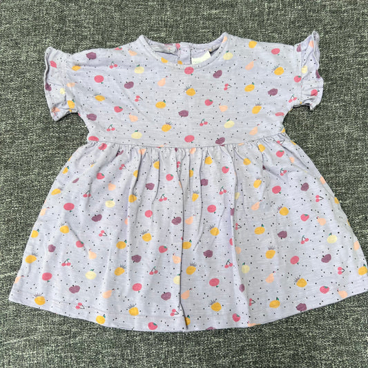 Girls 9-12 Month Purple Fruit Print Summer Jersey Dress