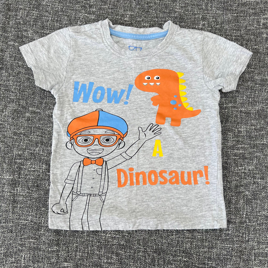 Boys 2-3 Year Grey Blippi " Wow A Dinosaur" T-shirt