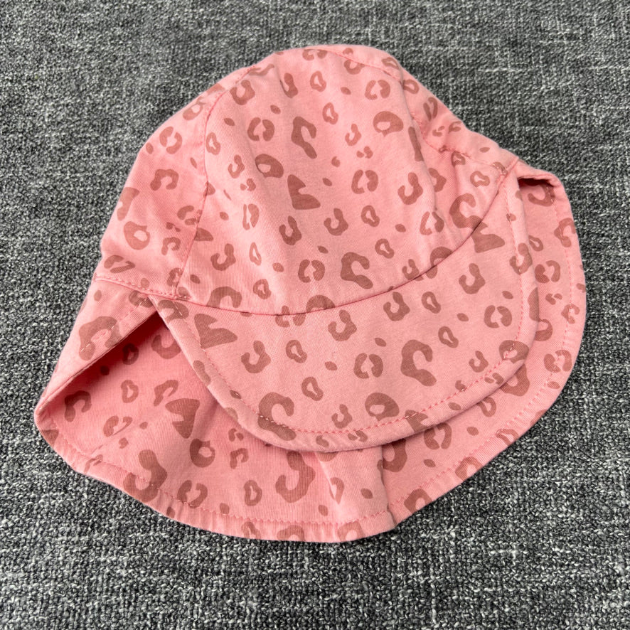 Girls 12-18 Month Pink Animal Print Sun HAt With Neck Cover