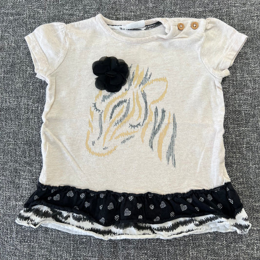 Girls 9-12 Month Beige, Black & Gold Zebra T-shirt