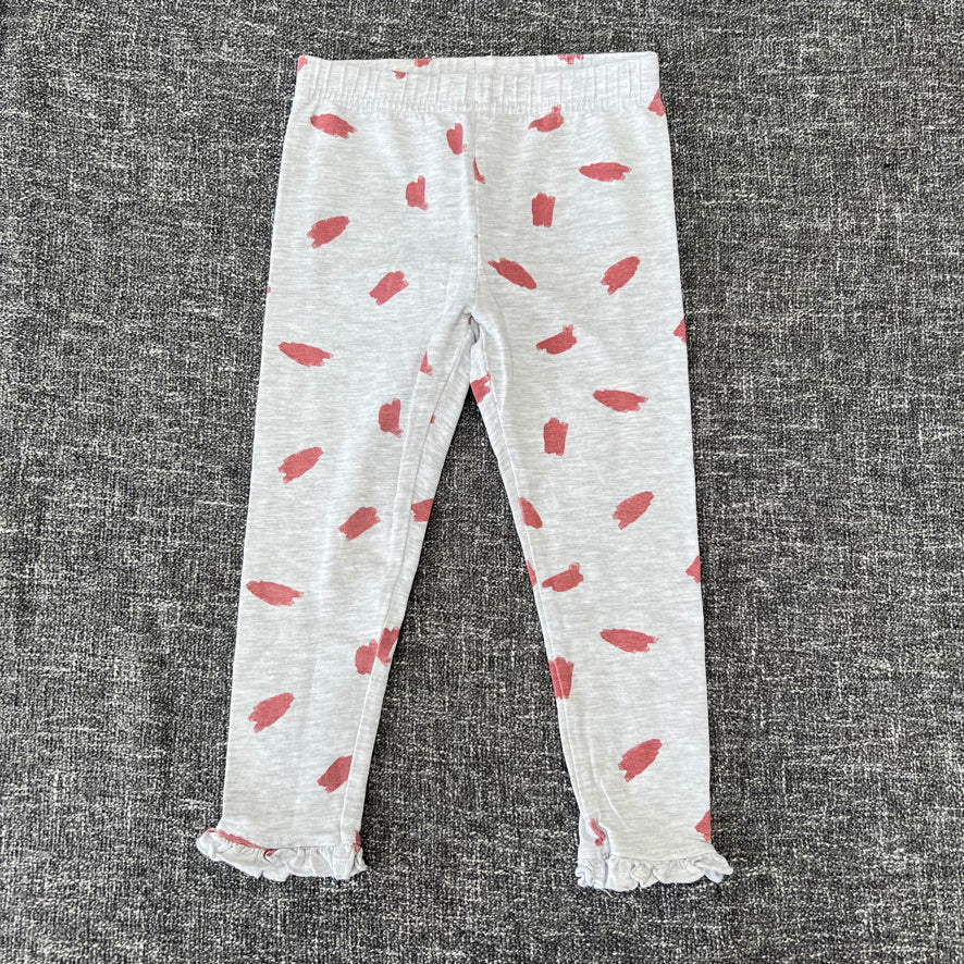 Girls 2-3 Year Grey Leggings With A Pink Paint Splash Print