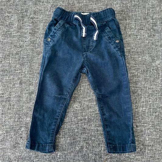 Boys 6-9 Month Blue Linen & Cotton Summer Trousers