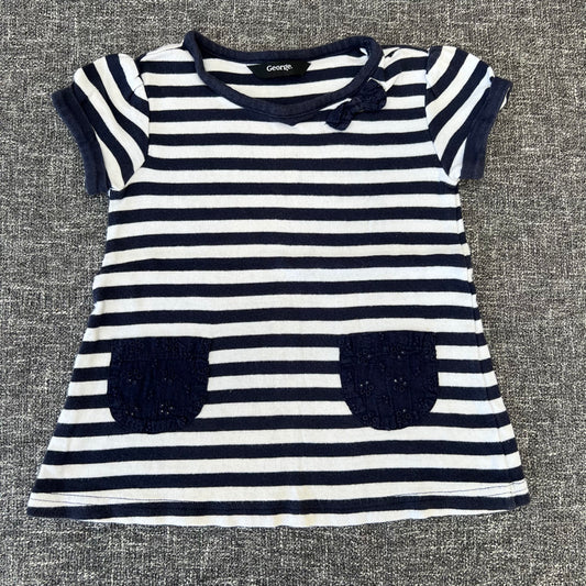 Girls 12-18 Month Blue & White Stripe Tunic Style T-shirt