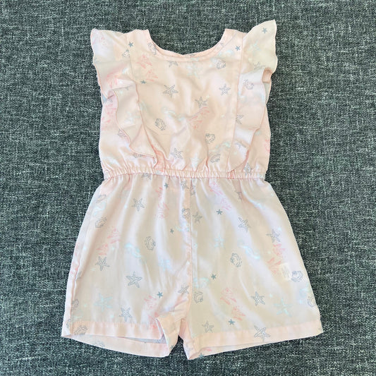 Girls 12-18 Month Light Pink Sea Life Print Summer Romper