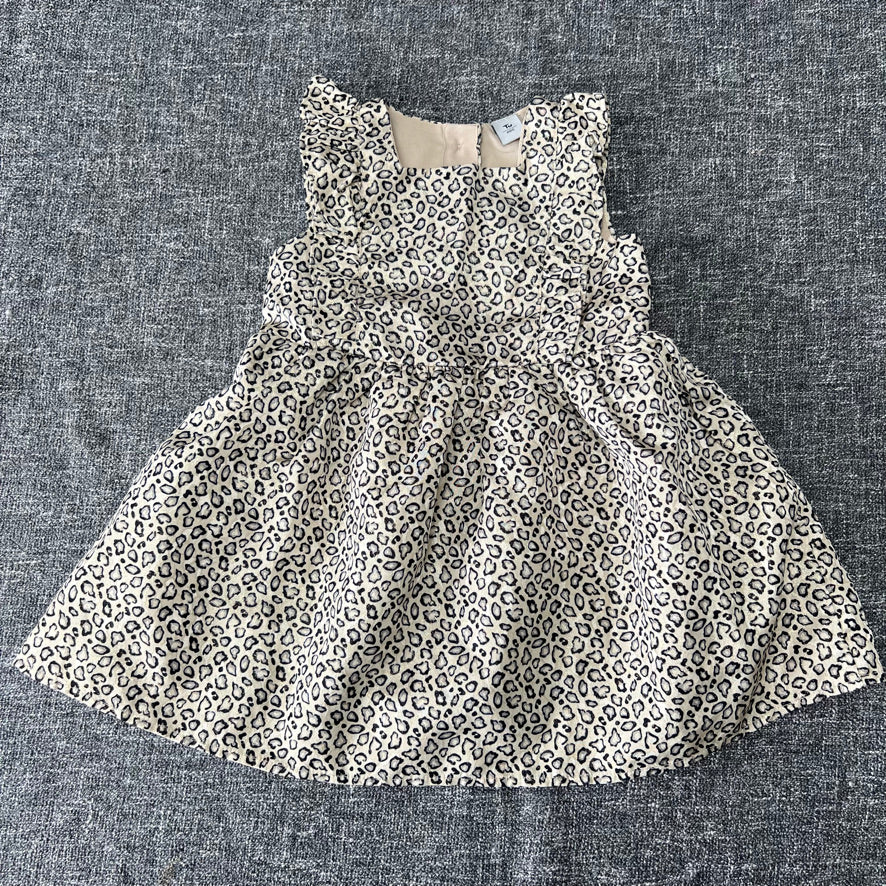 Girls 18-24 Month Beige, Gold & Black Leopard Print Sleeveless Dress