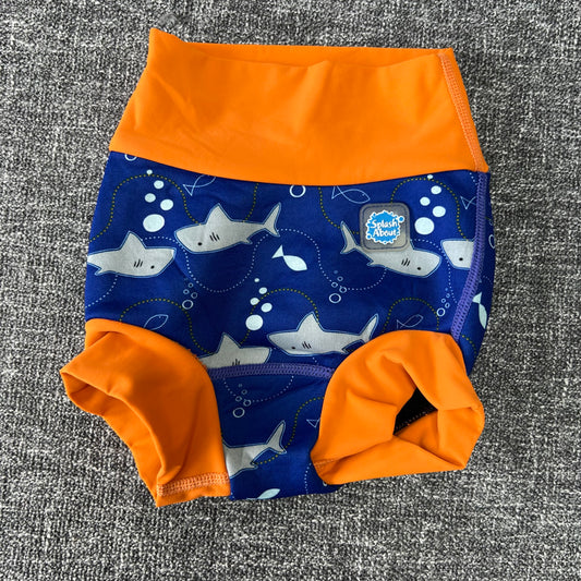 Boys 6-9 Month / 9-12 Month Blue & Orange Swim Pants With A Shark Print