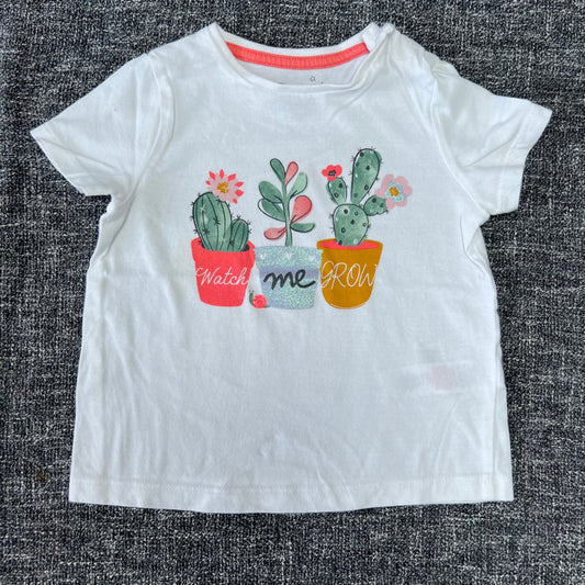 Girls 6-9 Month White "watch Me Grow" Plant Pot T-shirt