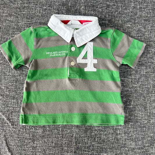 Boys 9-12 Month Green & Grey "Royal Auxiliary Polo Team MCMLXXX" Short Sleeved Polo Top