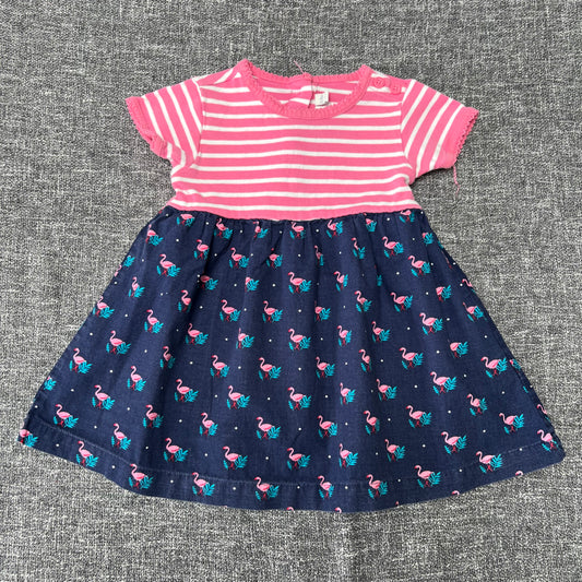 Girls 12-18 Month Pink & White Striped Flamingo Summer Dress