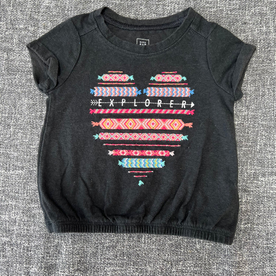 Girls 6-9 Month Black "Explore" T-shirt